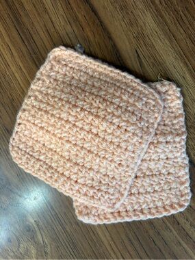 Handmade Crocheted Peach Coaster - Set of 2